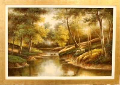 Προβατάκια στο ποτάμι 60x90 Τσούκας - Κορνίζες & Πίνακες Ζωγραφικής