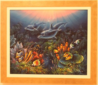 Δελφίνια στο βυθό 50x60 Τσούκας - Κορνίζες & Πίνακες Ζωγραφικής
