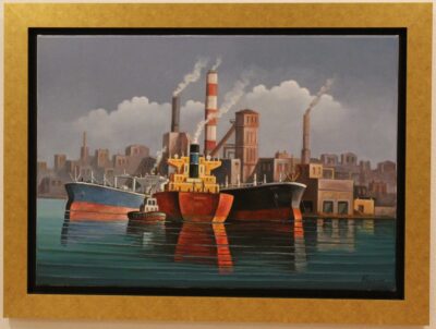 Πλοία στο Πέραμα Τσιμογιάννης Λ. Τσούκας - Κορνίζες & Πίνακες Ζωγραφικής