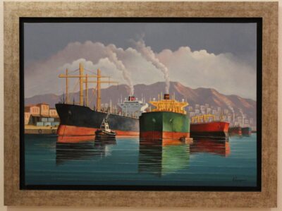 Τάνκερ στο Πέραμα Τσιμογιάννης Λ. Τσούκας - Κορνίζες & Πίνακες Ζωγραφικής