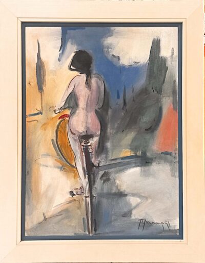 Γυναίκα σε ποδήλατο 60×80 Τσούκας - Κορνίζες & Πίνακες Ζωγραφικής