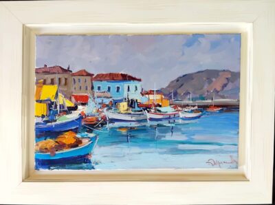 Φωτεινό γαλήνιο λιμάνι Κολοκυθάς Βασίλειος Τσούκας - Κορνίζες & Πίνακες Ζωγραφικής