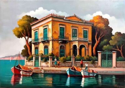 Νησιώτικο τοπίο Τσιμογιάννης Λ. Τσούκας - Κορνίζες & Πίνακες Ζωγραφικής