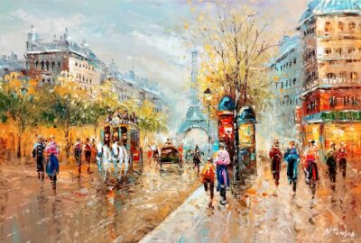 Περίπατος στο Παρίσι Ελαιογραφίες εισαγωγής Τσούκας - Κορνίζες & Πίνακες Ζωγραφικής