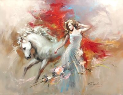 tsoukas.gr Γυναίκα και άλογο Ρηγούλης Κ. Γυναίκα και άλογο Ρηγούλης Κ. Τσούκας - Κορνίζες & Πίνακες Ζωγραφικής
