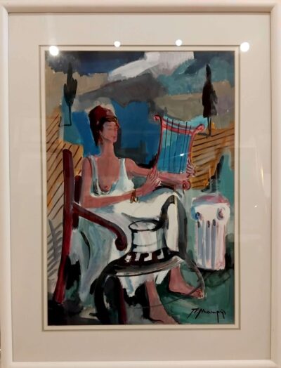 Γυναίκα με άρπα Μακρής Π. Τσούκας - Κορνίζες & Πίνακες Ζωγραφικής