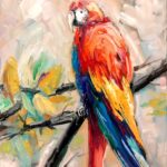 Παπαγάλος σε γυμνό κλαδί Μπουράνης Σ. Τσούκας - Κορνίζες & Πίνακες Ζωγραφικής