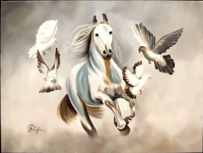 Άλογο που καλπάζει 70x100 Τσούκας - Κορνίζες & Πίνακες Ζωγραφικής