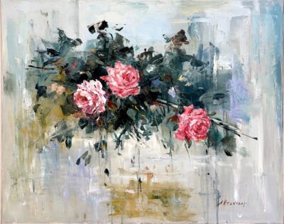 Ανθισμένα τριαντάφυλλα Κτενίδης. Λ Τσούκας - Κορνίζες & Πίνακες Ζωγραφικής