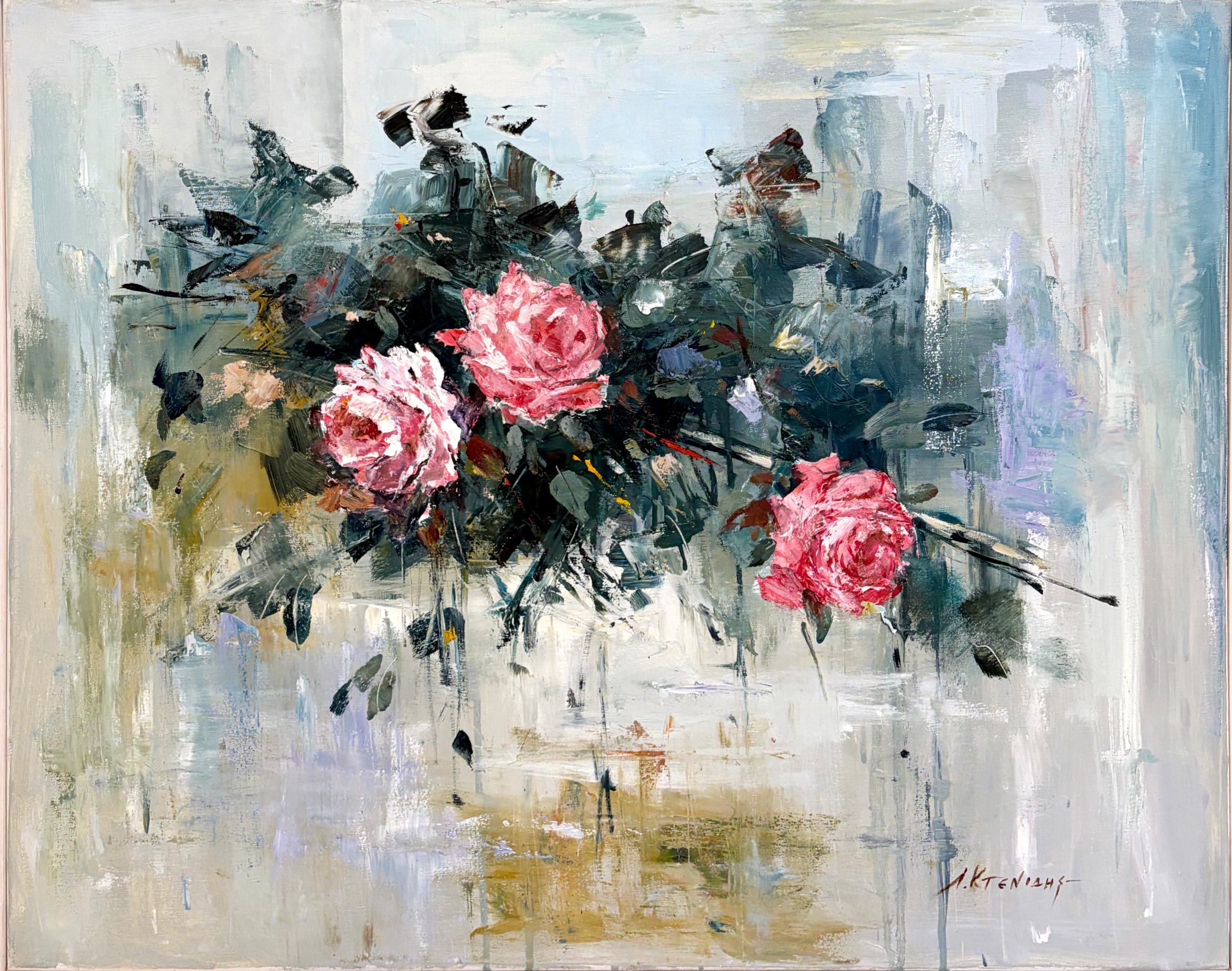 tsoukas.gr Ανθισμένα τριαντάφυλλα Κτενίδης. Λ Ανθισμένα τριαντάφυλλα Κτενίδης. Λ Τσούκας - Κορνίζες & Πίνακες Ζωγραφικής