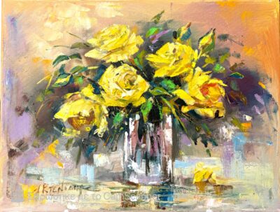 Κίτρινα υπέροχα τριαντάφυλλα Κτενίδης. Λ Τσούκας - Κορνίζες & Πίνακες Ζωγραφικής