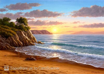 Ανατολή στη παραλία Γ. Χαζαρίδης Τσούκας - Κορνίζες & Πίνακες Ζωγραφικής